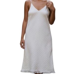 ATM Anthony Thomas Melillo Cream V-Neck Midi Slip Dress